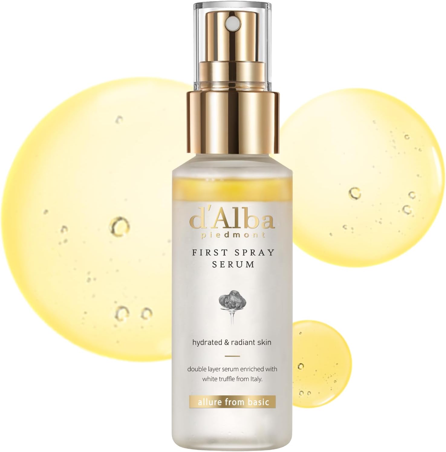 d'Alba Official D'Alba White Truffle, First Spray Serum, 1.7 fl oz (50 ml), Mist Lotion, Moisturizing, Glossy, Oil, Serum, Essence Mist, Lotion, Korean Cosmetics, Skin Care, Moisturizing, Sensitive Skin, Dry Skin, Elastic, Pores, Texture, Non-Comedo, Vegan, d'Alba White Truffle First Spray Serum 1.7 fl oz (50 ml)