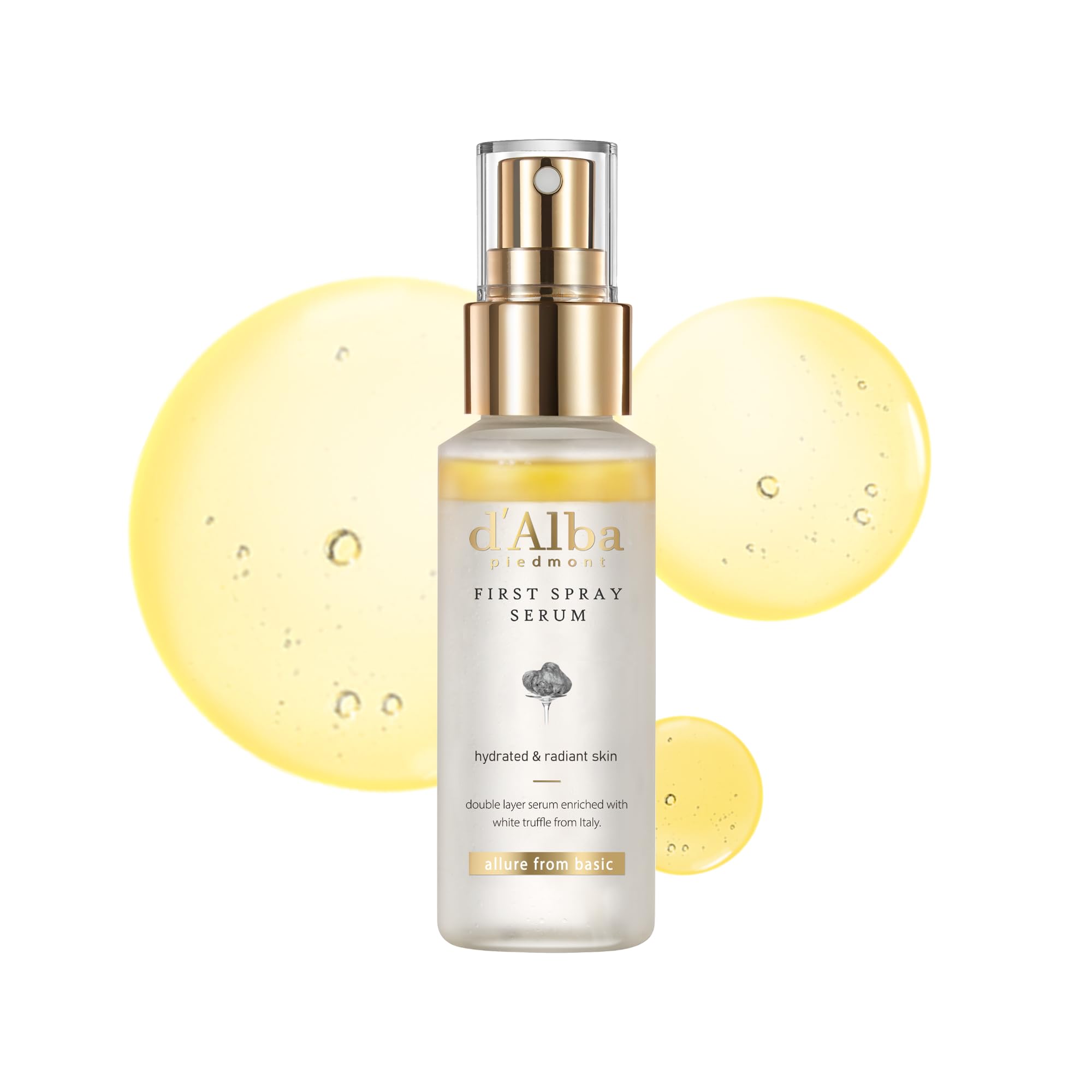 d'Alba Official D'Alba White Truffle, First Spray Serum, 1.7 fl oz (50 ml), Mist Lotion, Moisturizing, Glossy, Oil, Serum, Essence Mist, Lotion, Korean Cosmetics, Skin Care, Moisturizing, Sensitive Skin, Dry Skin, Elastic, Pores, Texture, Non-Comedo, Vegan, d'Alba White Truffle First Spray Serum 1.7 fl oz (50 ml)