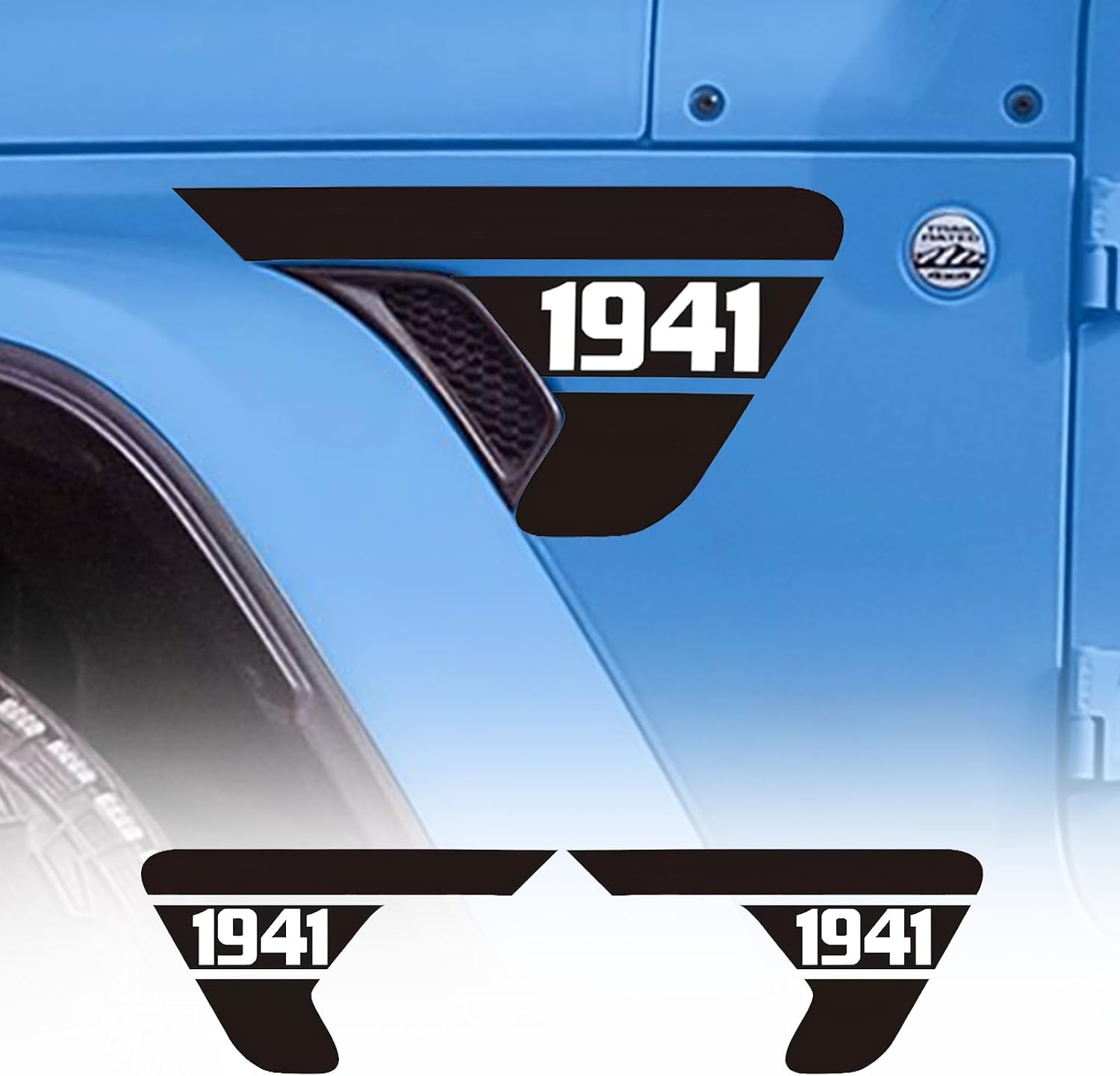 2PCS USA Flag Decald for Vehicles,American Flag Vinyl Decal,Precut USA Flag Stickers for Jeep Wrangler JL JLU 2018-2025/Gladiator JT 2020-2025 (Black-1941)