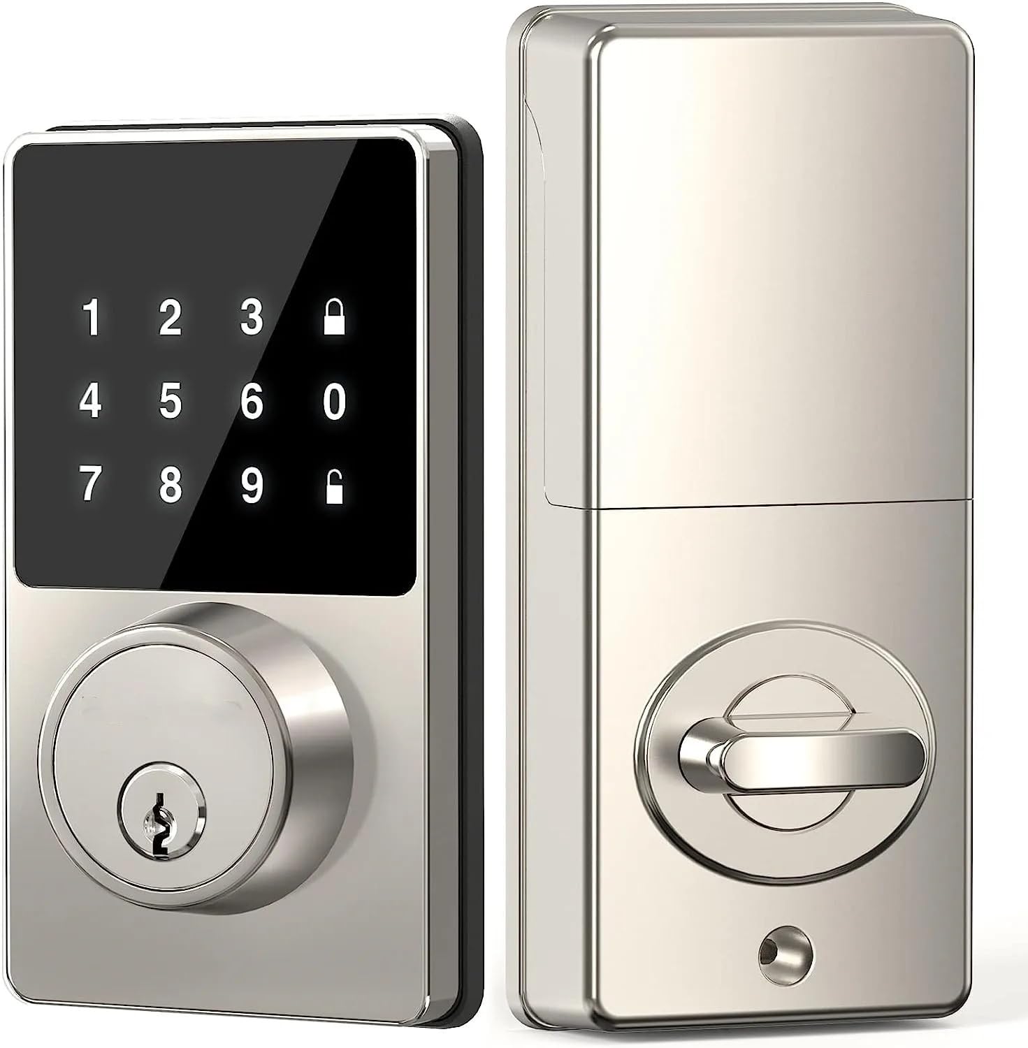 JUCFRDNJ Smart Lock with Password, Keyless Entry Door Lock with Touchscreen Keypads, Easy to Install, App Unlock, 50 User Codes (Color : with IC Card-02)
