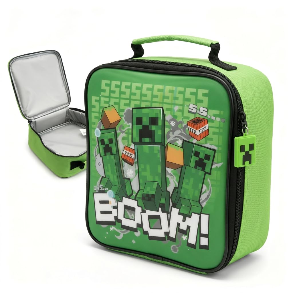 Minecraft Creeper Lunch Bag, Insulated + 3D Lenticular Front