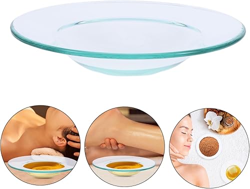 Miniatura 9 de HOMSFOU Calentador de velas, 2 piezas de repuesto para calentador de aceite, calentador de cera para derretimiento, plato redondo de vidrio, plato