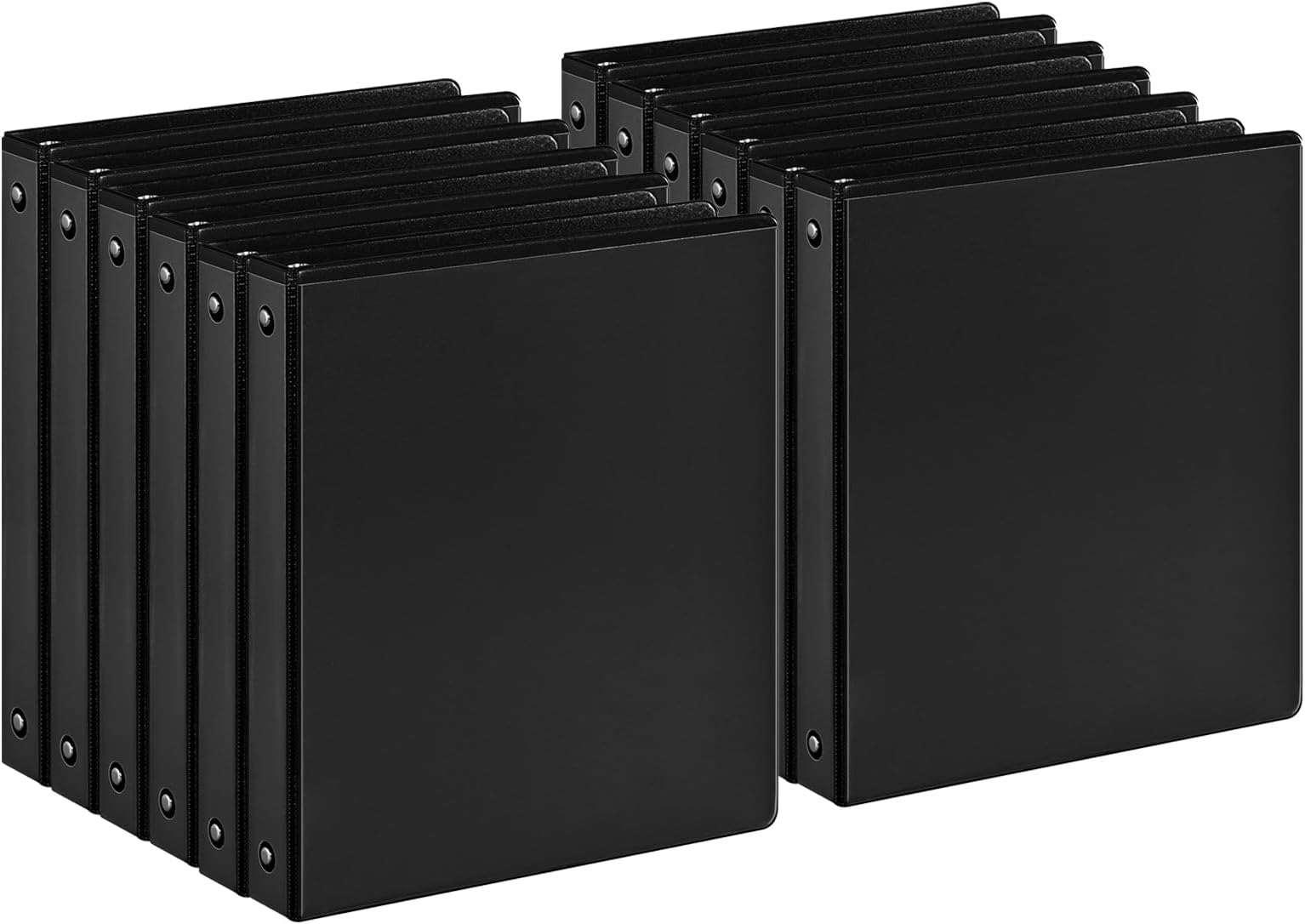 SUIN 1-inch 3 Ring Binder with Durable -Premium 1'' Binders with 3 Roung Ring, Large 200 Sheet Capacity, Fit 8.5" x 11" US Letter Size Paper (1'' -Black 12 Packs)