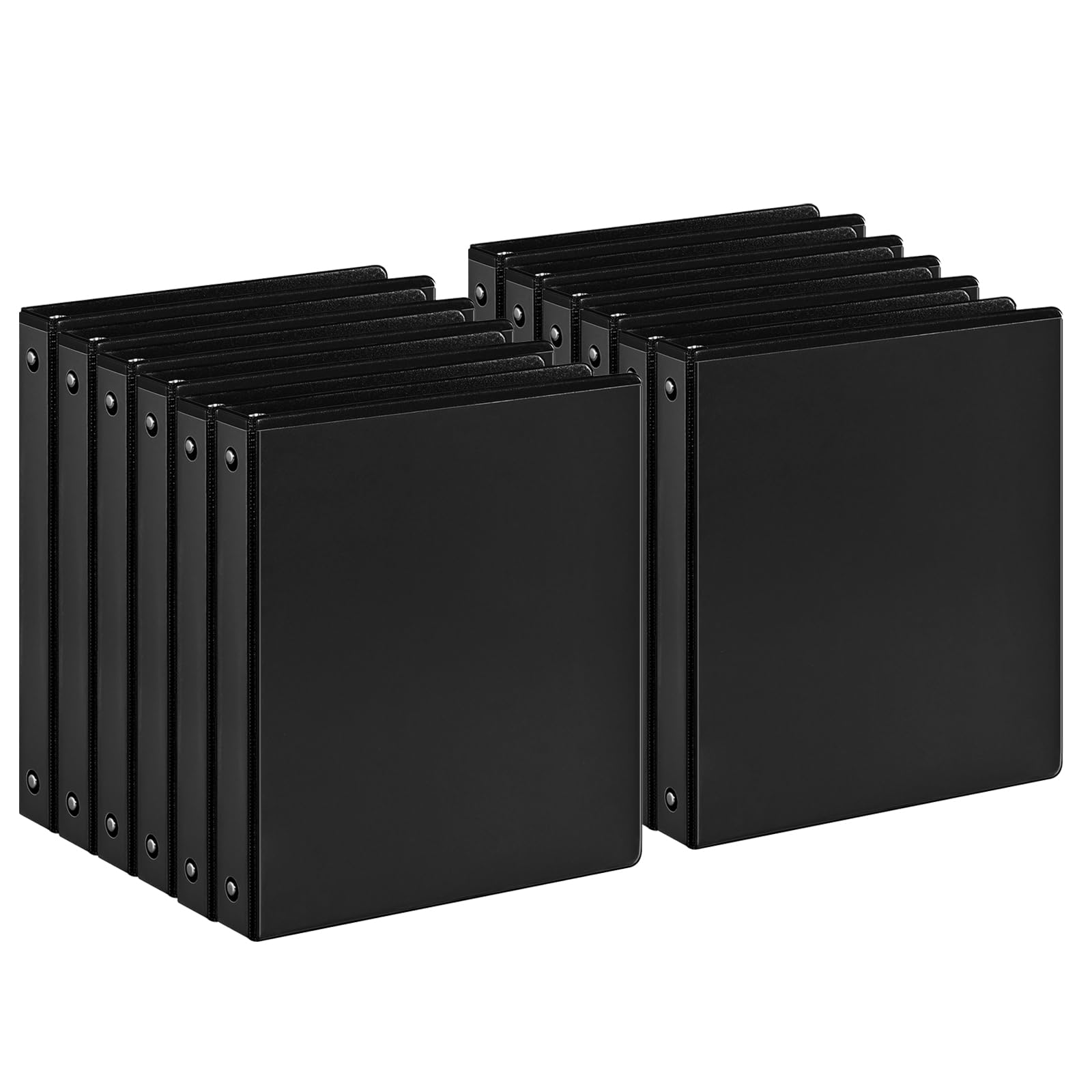 SUIN 1-inch 3 Ring Binder with Durable -Premium 1'' Binders with 3 Roung Ring, Large 200 Sheet Capacity, Fit 8.5" x 11" US Letter Size Paper (1'' -Black 12 Packs)