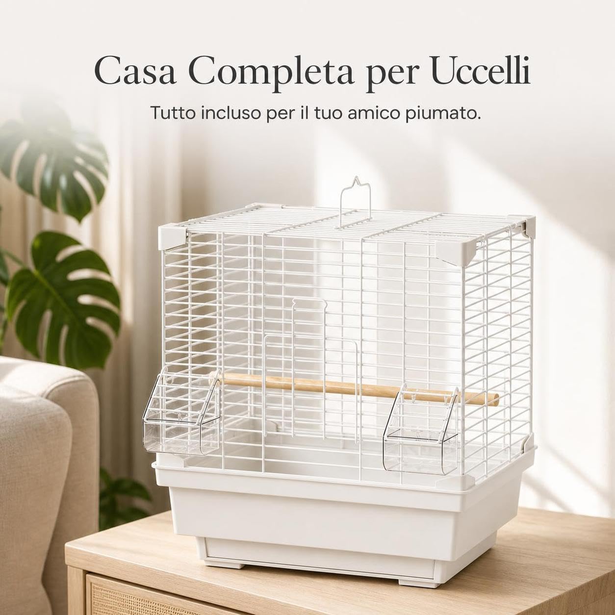 Voliera per Uccelli e Pappagalli, Voliera Panoramica in Metallo con Accessori, gabbia per gatti, Bianco, style to 4, Bianco