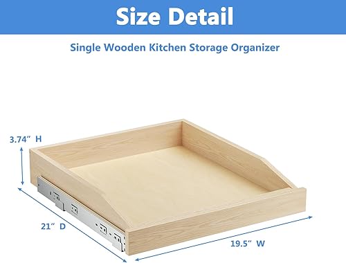 Miniatura 8 de ROOMTEC Organizador de gabinete extraíble de 19-12 pulgadas de ancho x 21 pulgadas de profundidad, cajón extraíble para armarios de cocina con