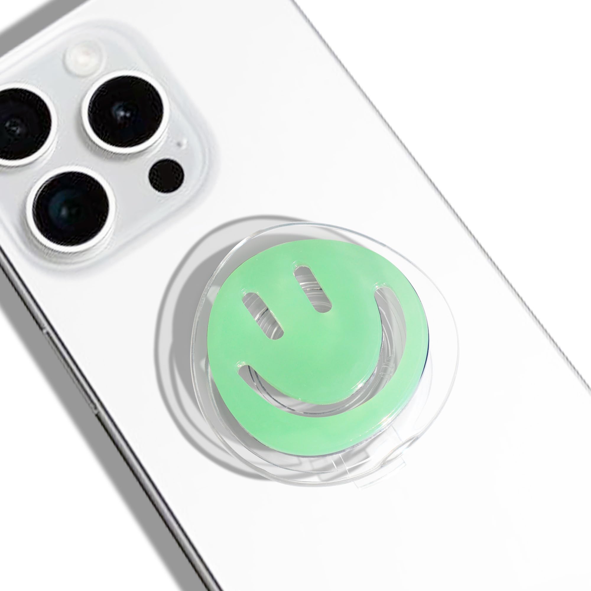 GRIPONG Smiley Face Phone Grip - Fun and Expandable Accessory for Enhanced Smartphone Stability - Smiley Design, Strong Adhesion, Versatile Use (Mint
