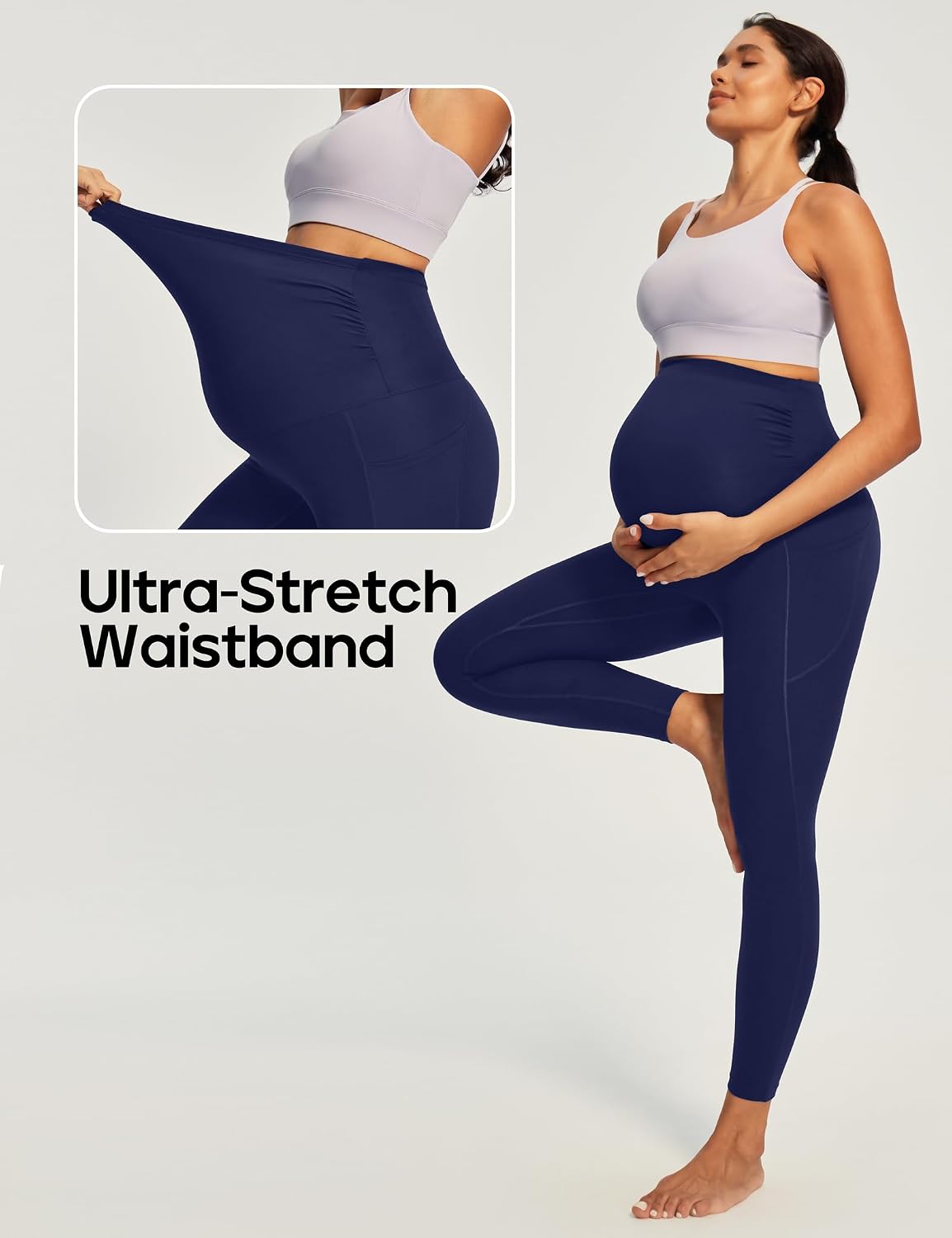 Heathyoga Maternity Leggings with Pockets Pregnancy Leggings for Women Maternity Workout Leggings Maternity Yoga Pants
