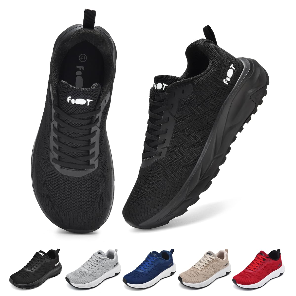Wizshoe Laufschuhe Damen Herren Breite Zehenbox Gedämpft Atmungsaktiv 37-47 | Dicke EVA-Dämpfung und atmungsaktives Mesh für maximalen Komfort beim Laufen oder im Alltag