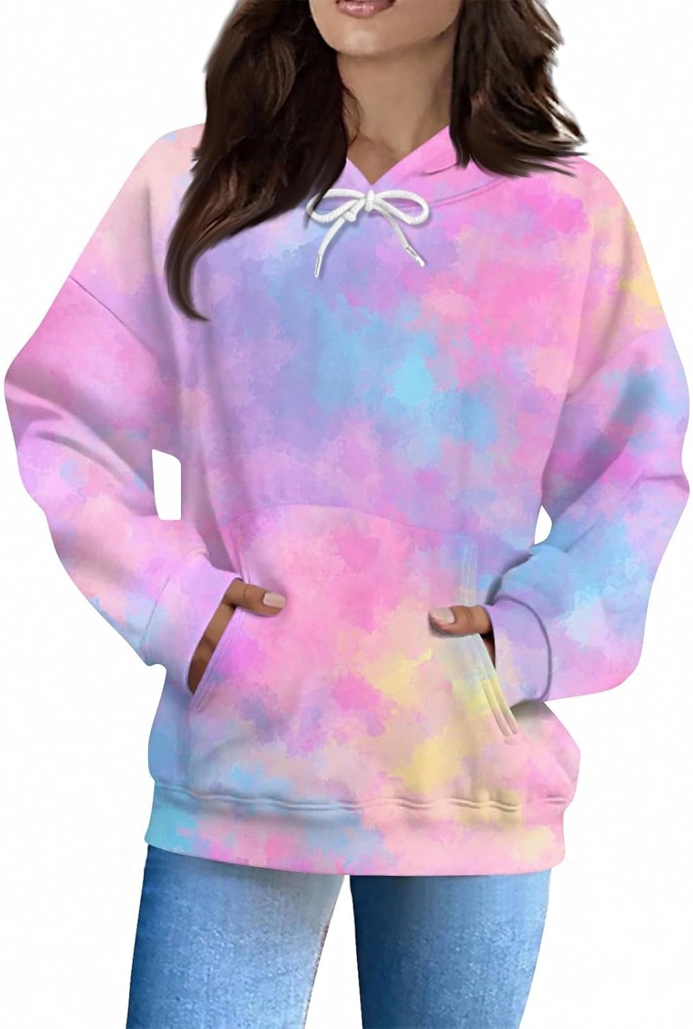 Oversized Hoodies for Women Trendy Tie Dye Graphic Cute Hoodie Fall Fashion Loose Fit Preppy Sweatshirt with Pocket - Image 2