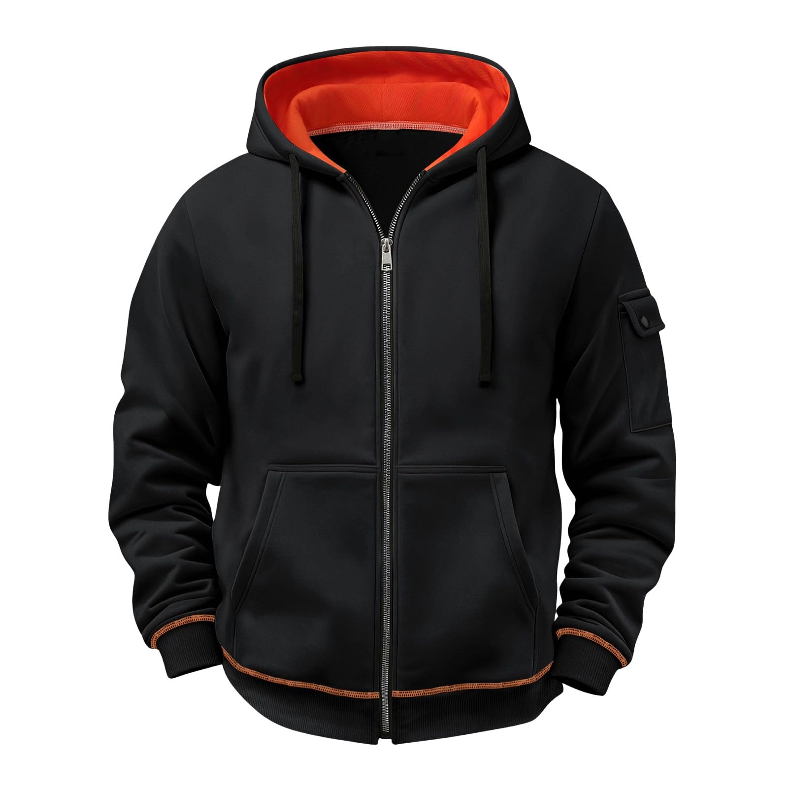 Generisch Zip Hoodie Herren Winter Pullover Herren mit Kapuze Streetwear