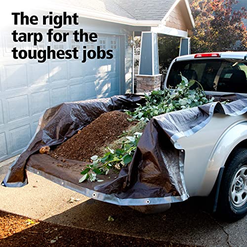 10X12 Heavy Duty Tarp, 10 Mil Thick, Waterproof, Tear & Fade Resistant, High Durability, Uv Treated, Grommets Every 18 Inches. (Silver/Brown - Reversible) (10 X 12 Feet) #TOP4