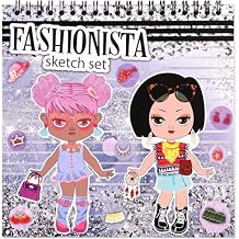 Dress Up Game Sticker Book, Clothing Change Book for Girl with 26 Fashion Outfit Stickers, Fashion Sketchbook and Sticker Books for Kids, Drawing Coloring Activity Book