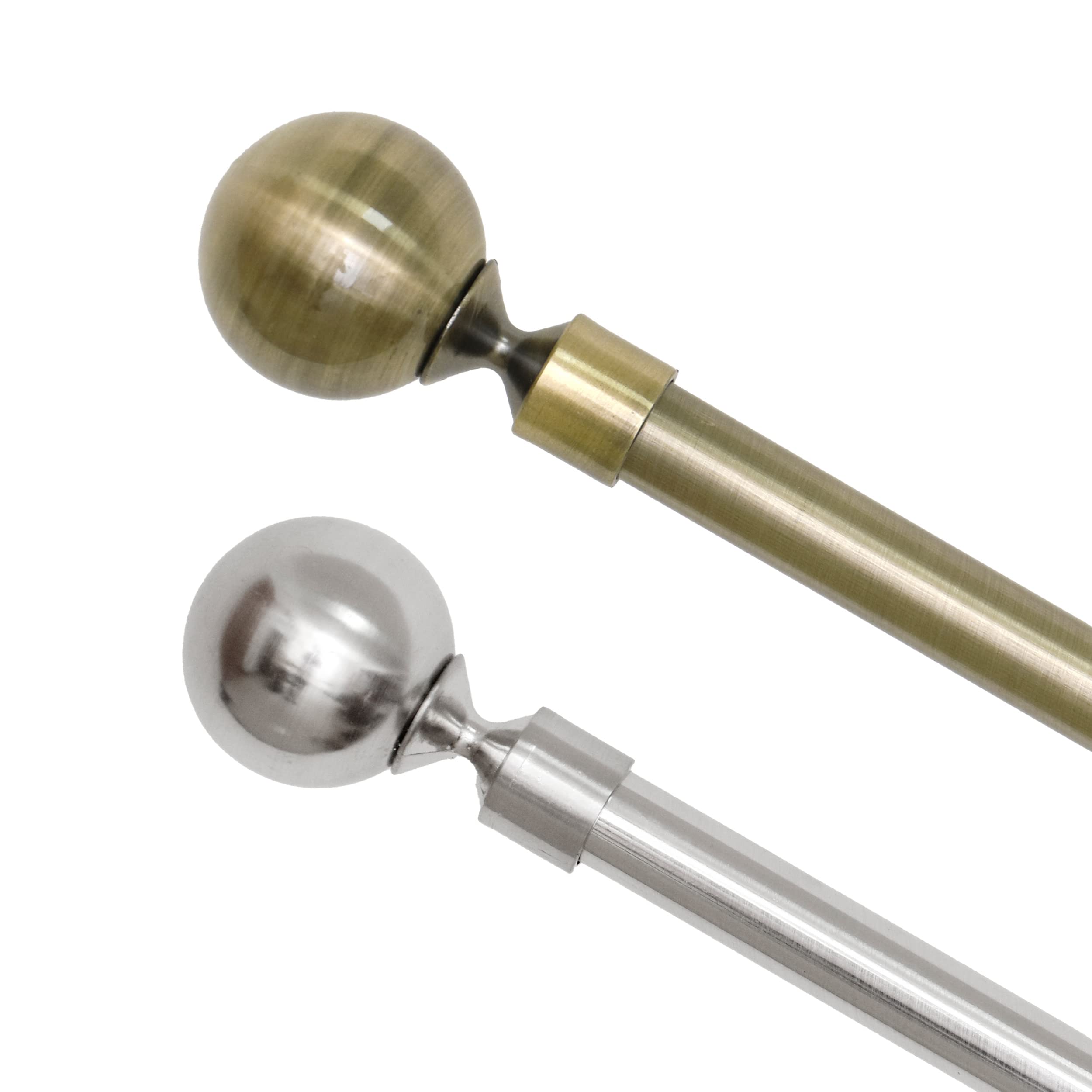 HOMEYA - Barra Cortina Extensible - Barra Forjado Extensible para Cortina - Palo Delgado con Sorportes 160-310cm, Bronce - Bola
