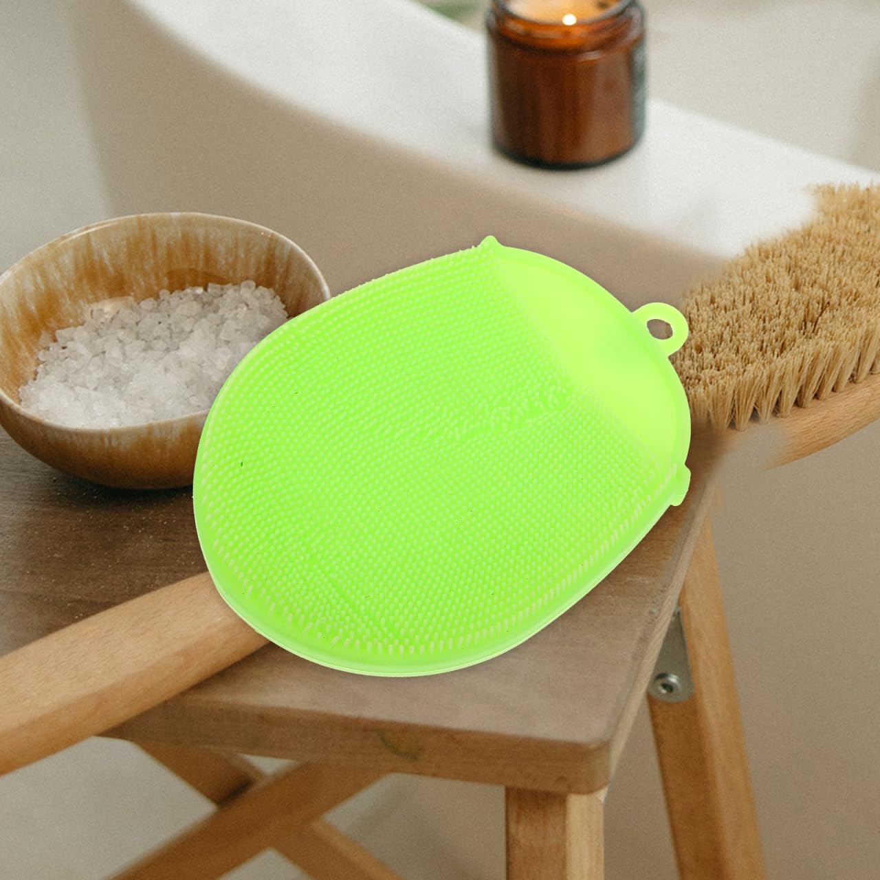 PLAFOPE Silicone Scrubbers Shower Scrub Glove Spa Massage Bath Mitt Shower Body Skin Massager Exfoliating Scrubbers Dead Skin Remover Brush Body Brush Gloves Bath Brush Green