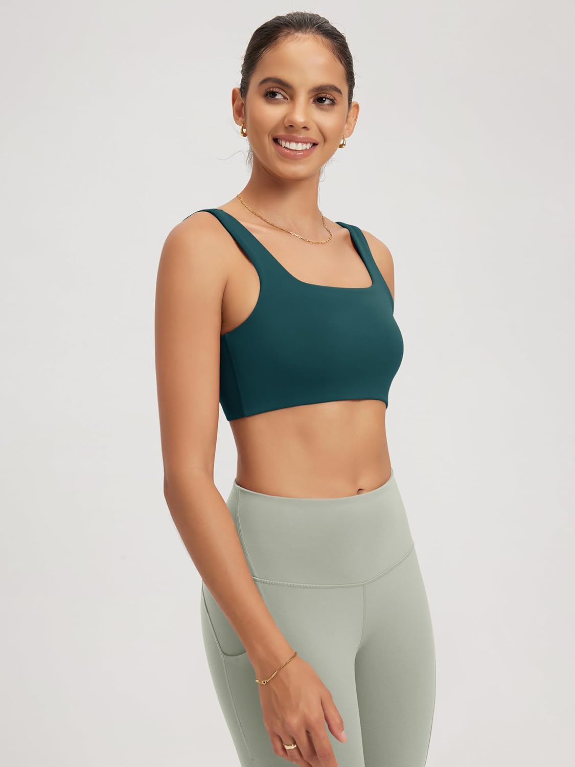 ODODOS Square Neck Sports Bra for Women Wirefree Non Padded Yoga Tank Workout Crop Tops - Image 3