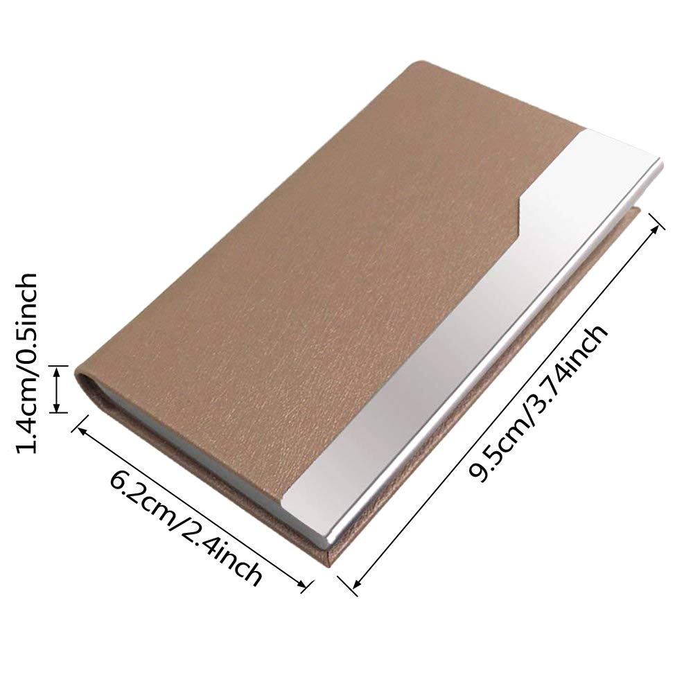 CKANDAY Lot De 3 Porte-Cartes De Visite Luxe - Cuir PU & Acier Inox - Fermeture Magnétique - Rose/Violet/Argent