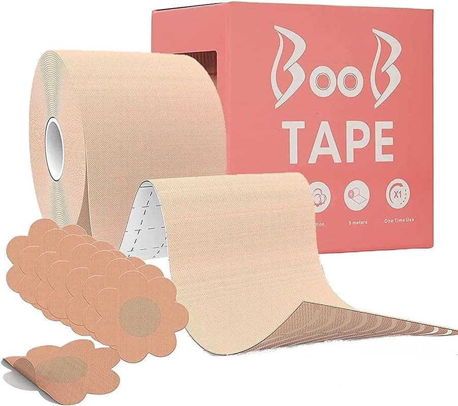Shree GOPINATHJI Creation Boob Tape for Breast Lift Women's Cotton Spandex Multipurpose Breast Lift Booby Tape for Strapless Dress for Women Nipple Tape for Women Lifting Body Tape(Boob tape1G) Biege-picture-23