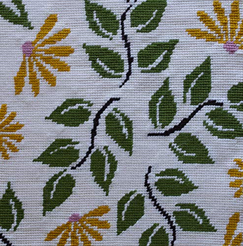 Cushion Embroidery Kit | Printed Canamazo 40cm x 40cm | Includes Wool and Upholstery Needle | Floral Design | by Delicatela - Image 2
