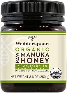 Wedderspoon Raw Organic Manuka Honey KFactor 16+, Unpasteurized, Organic KFactor 16, 8.8 Ounce