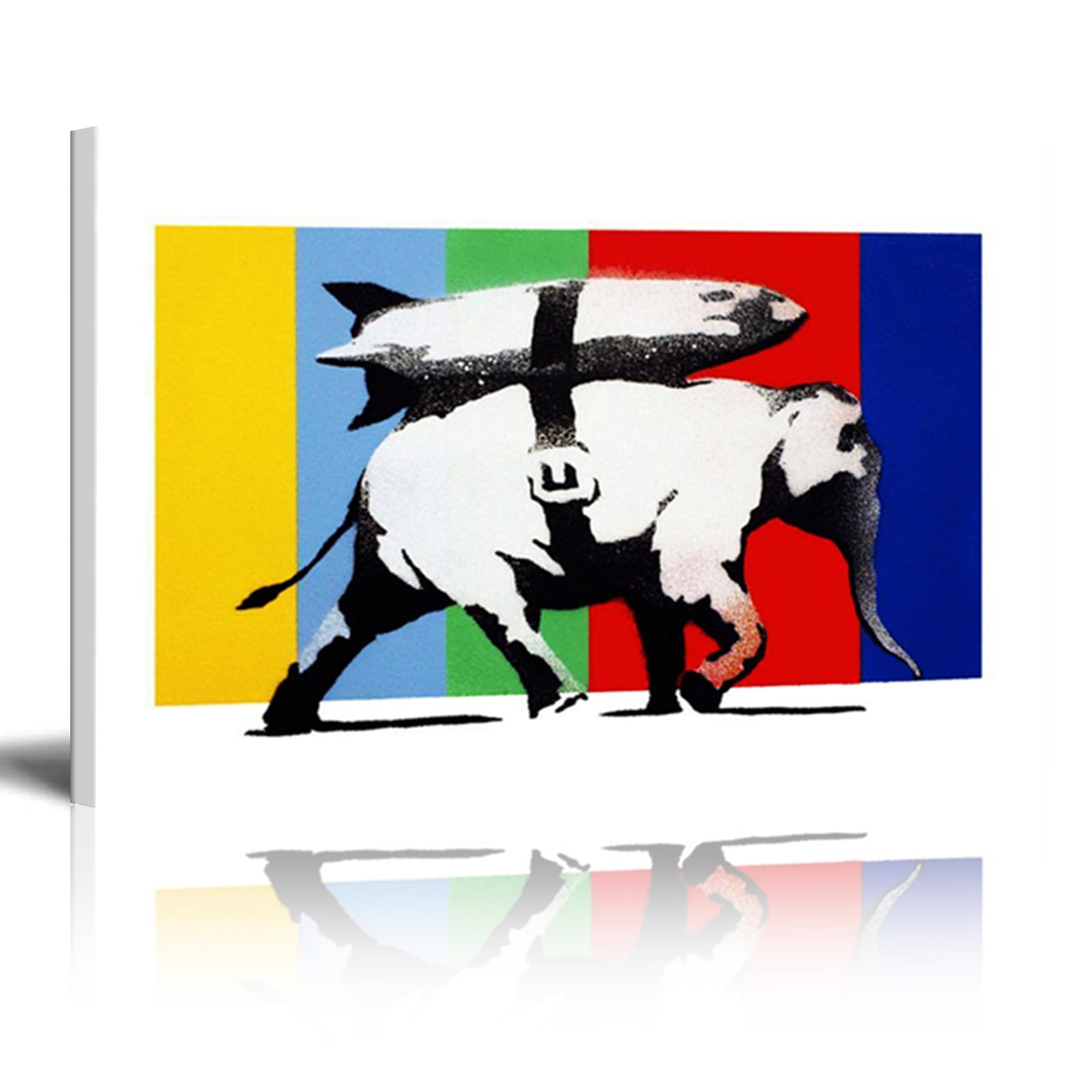 DQTUYIOP Banksy Canvas Wall Art for Living Room Rocket Elephant Inner frame 30x50cm Banksy Graffiti Art Abstract Canvas Painting Modern Urban Posters and Prints for Bedroom Office Home Decoration