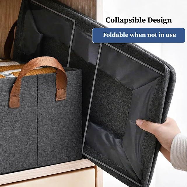 Image of HomeStrap Set of 4 Multipurpose Foldable Storage Basket with Iron Stand |Durable Fabric Cube Organizers for Toys, Clothes, Laundry, Books & Cupboard Storage - Large Storage Box with Handles