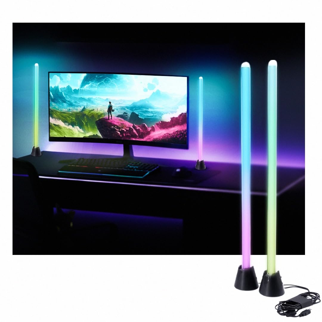 Gleam GBar2 PC/Monitor Screen Sync Gaming Light Bars USB Plug & Play, Real-Time Color & Sound Reactive Lighting, App Control for Windows & Mac, Dynamic & Static Modes, DIY Custom Effects,