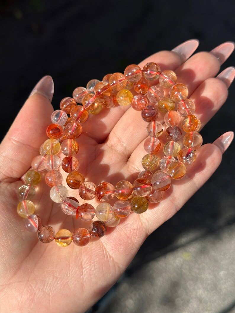 Braccialetto elastico in quarzo naturale semi-prezioso, 6 mm, perline rotonde lisce da 6 mm, braccialetto bohémien, braccialetto regolabile per meditazione spirituale, unisex, con pietre preziose,