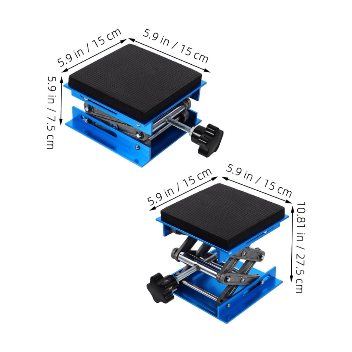 Amosfun Elevador de Mesa de Laboratorio con Soporte de Gato de Aluminio Antideslizante, Plataforma Ajustable 15x15cm y Diseño Versátil para Experimentos y Equipos Científicos