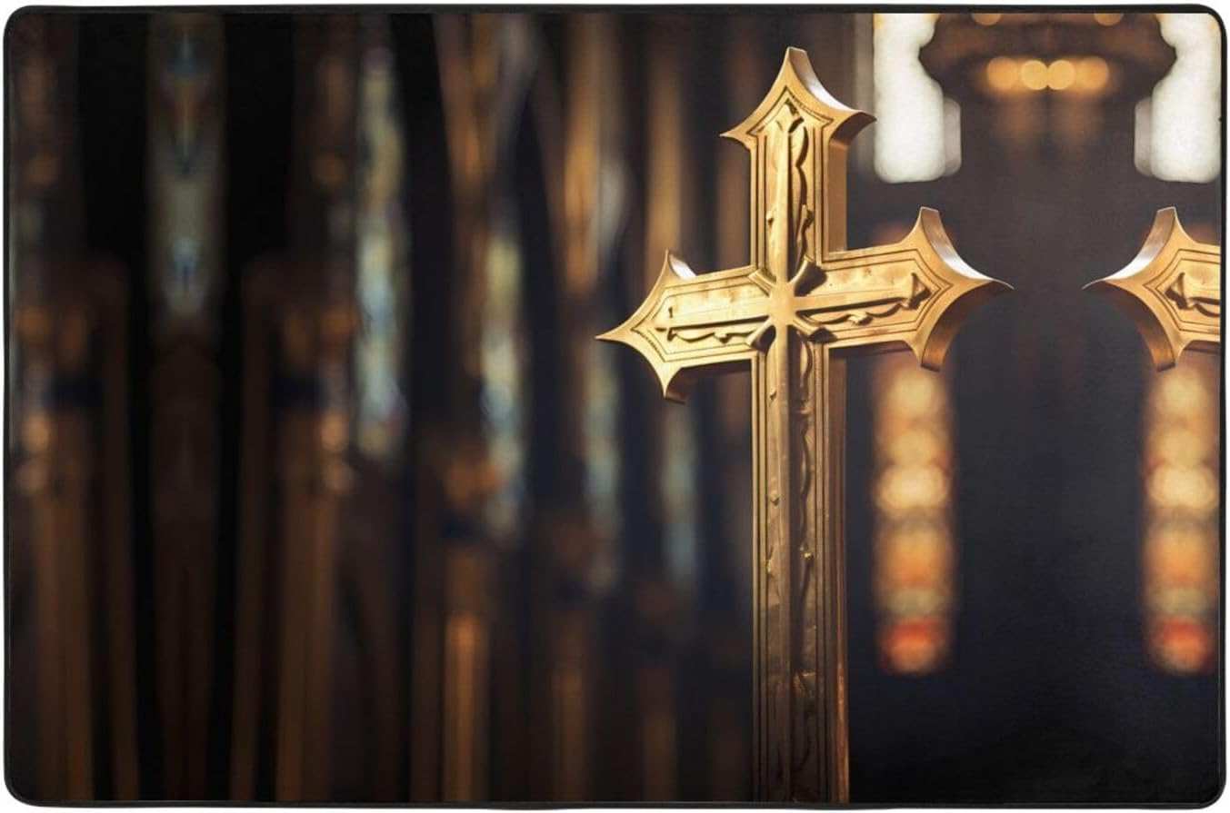 Metal Crosses Printed Anti-Slip Floor mat Carpet Rug 72"x48" for Living Room Office Coffee Table Bed Balcony