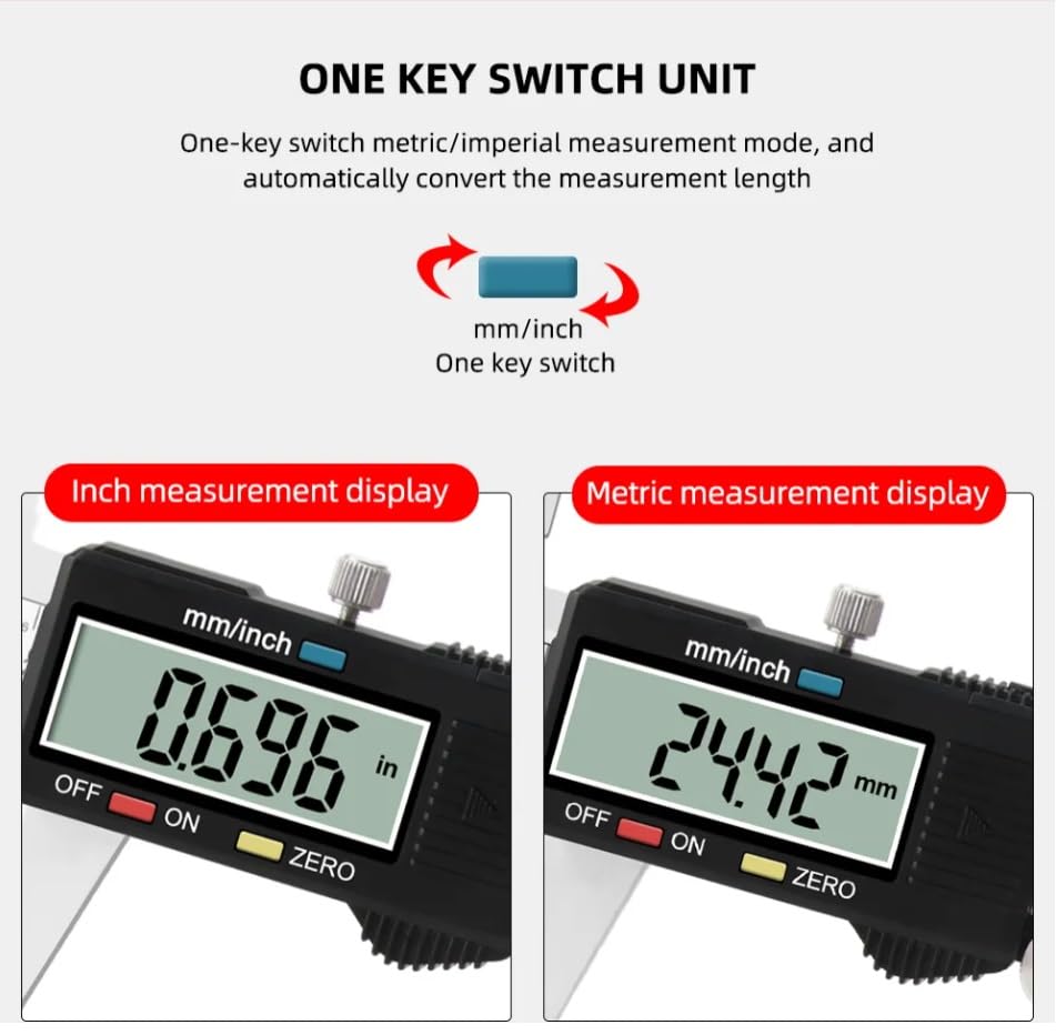 Ocean Aerospace Digital Caliper Measuring Tool, Stainless Steel Vernier Caliper Digital, Micrometer Calipers with Large LCD Screen, Inch Millimeter Conversion, 6 Inch Caliper Tools for DIY/Household 1