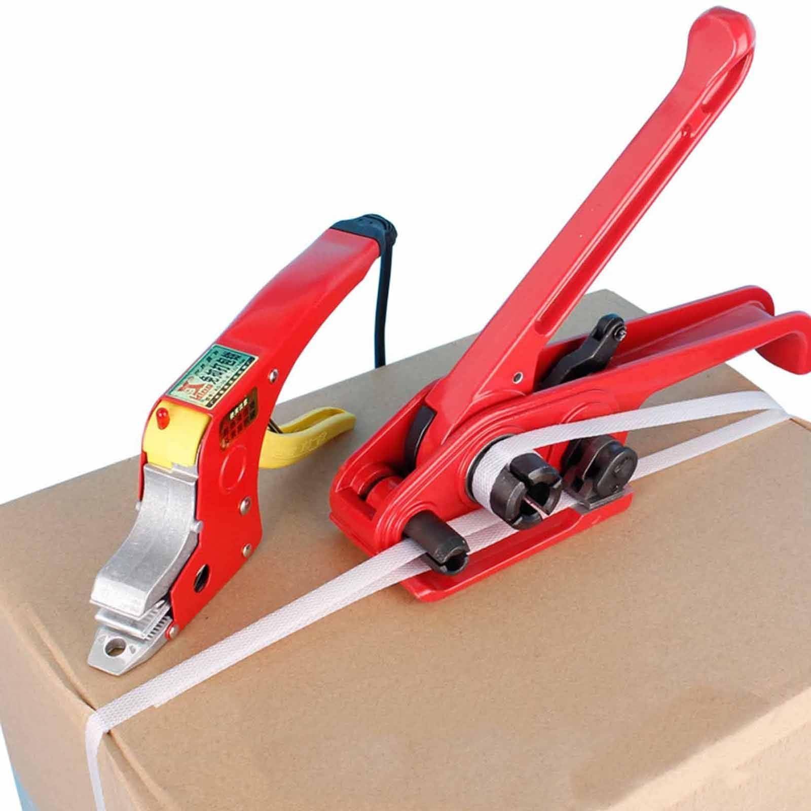 Kit Sigillante per Reggiatura A Caldo per Reggia in Polipropilene da 1/2 A 5/8" Reggiatrice Elettrica Senza Fibbia,Reggiatrice Elettrica Senza Fibbie per Sigillatura Cartone/Imballo,Red