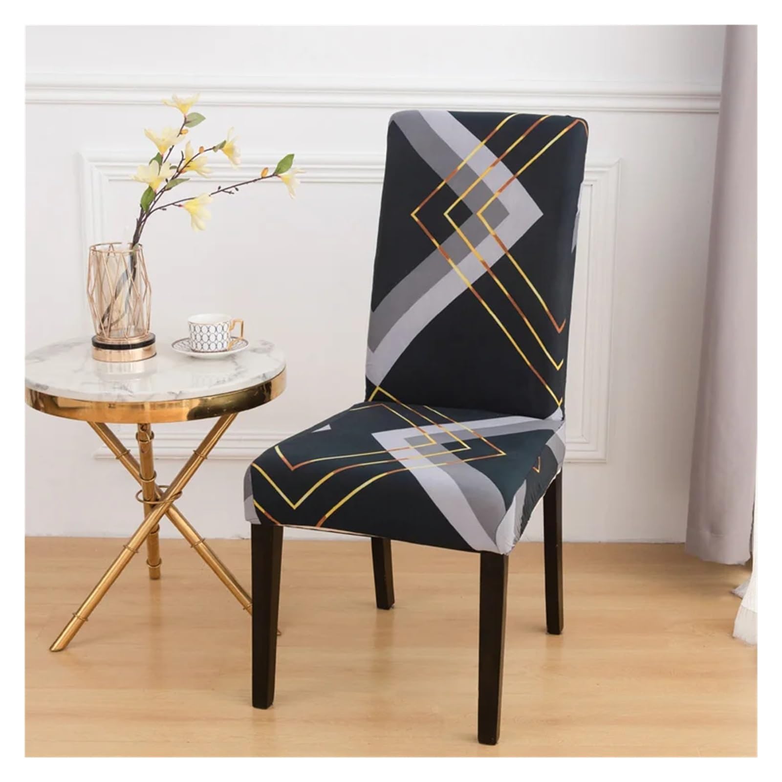 GCYEIDMA Printed Chair Covers 4/6pcs Stretchy Dining Chair Covers with Floral Print - Removable & Machine Washable Slipcovers(G,6PC)