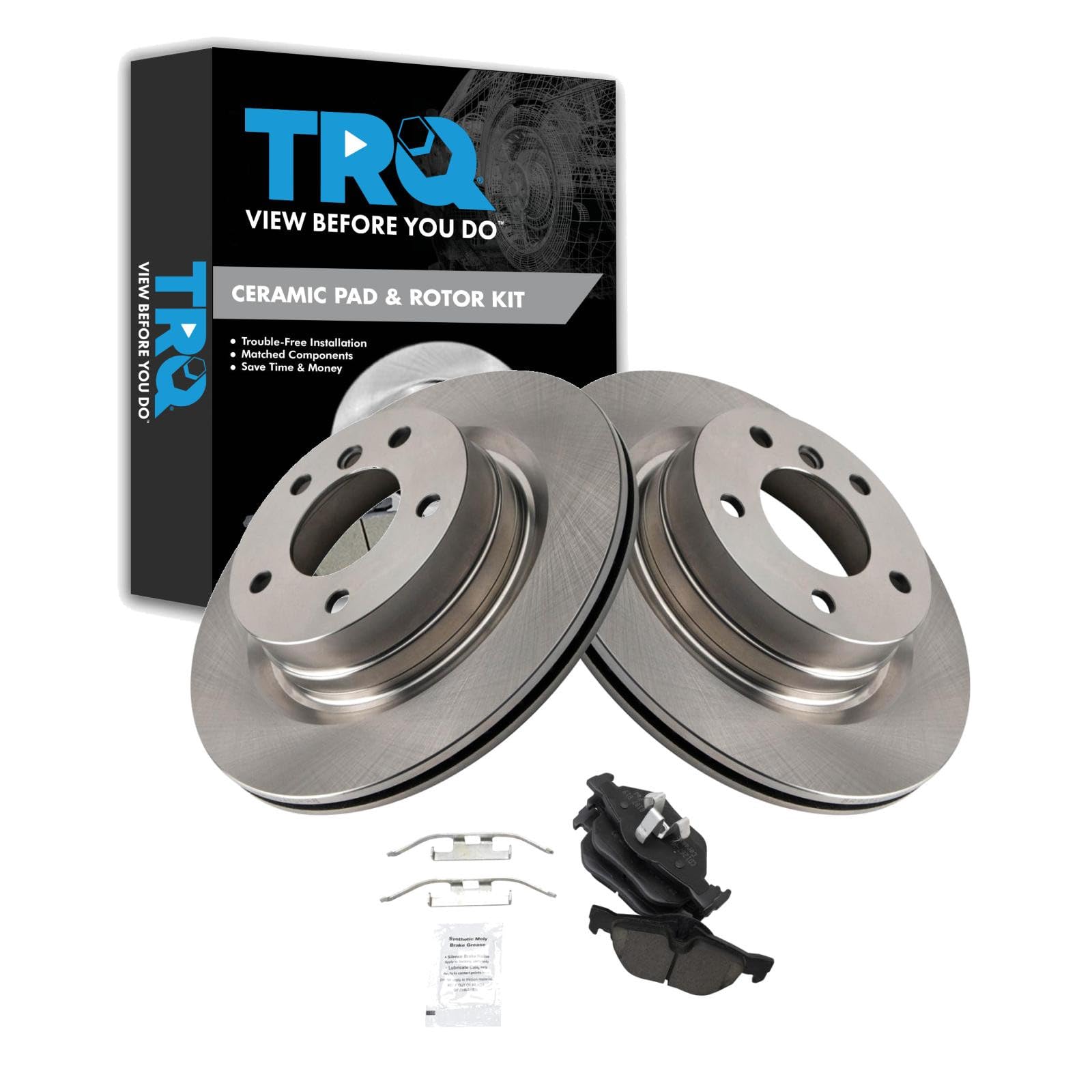 TRQ Rear Brake Pad and Rotor Set Ceramic Compatible with 2012-2013 BMW 328i
