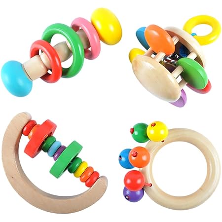 Mallalah Bebe Jouet Poignet Hochet En Bois Naturel Montessori Poignet 4pcs Baby Toy Hochet Jouet Educatif Non Toxique Cadeau Amazon Fr Jeux Et Jouets