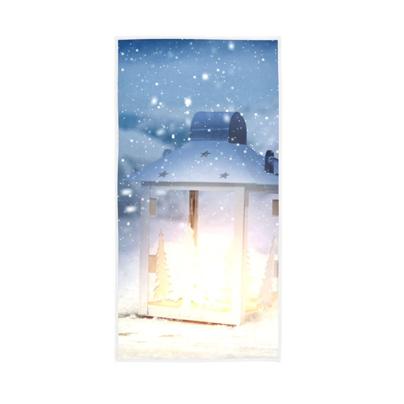 HUYGD Xmas Time Lamp Night Bathroom Handtowel, 15 x 30 Inches Absorbent Hand Towel, Spa Towels for Facials Gym Towels for Men