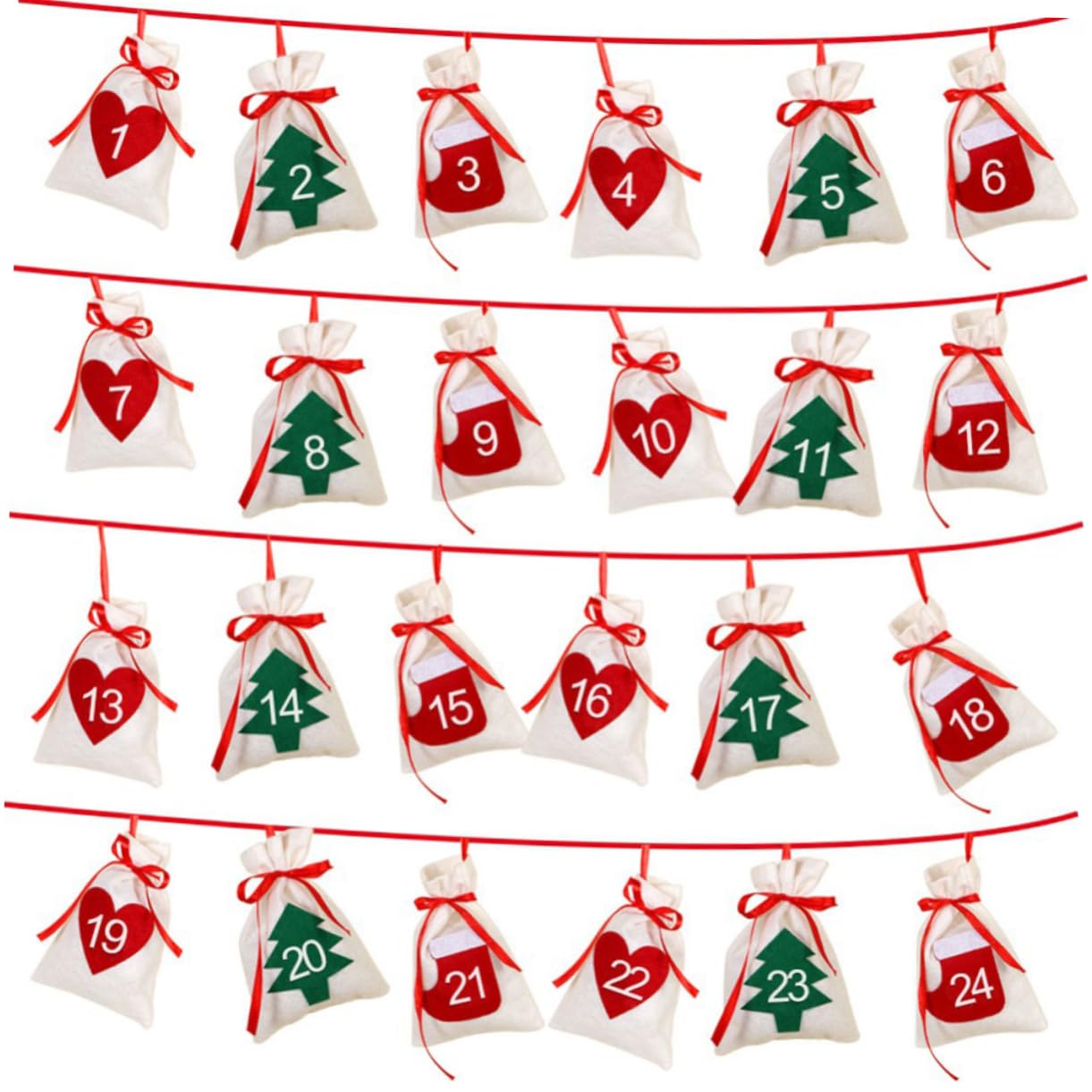 PRETYZOOM 36stücke Teiliges Adventskalender Hängenden Weihnachtsbeuteln Für Festliche Dekoration Für Weihnachtsfeiern Leicht Zu Reinigen Für Überraschungen Geeignet