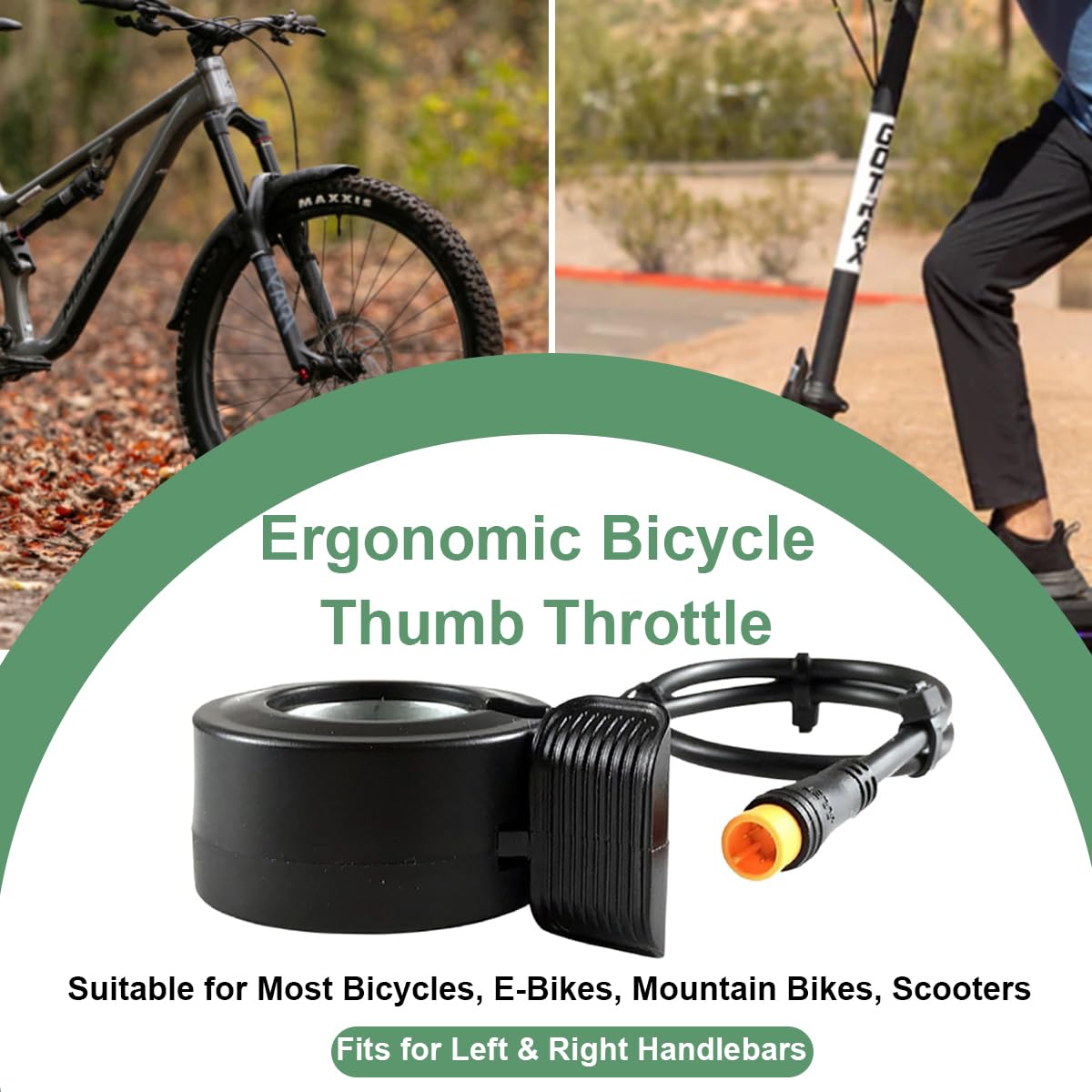 Acelerador de pulgar 130X para bicicleta eléctrica con conector macho de 3 pines control de velocidad universal para patinete eléctrico manillar de 22,2 mm/0,87 pulgadas izquierda/derecha