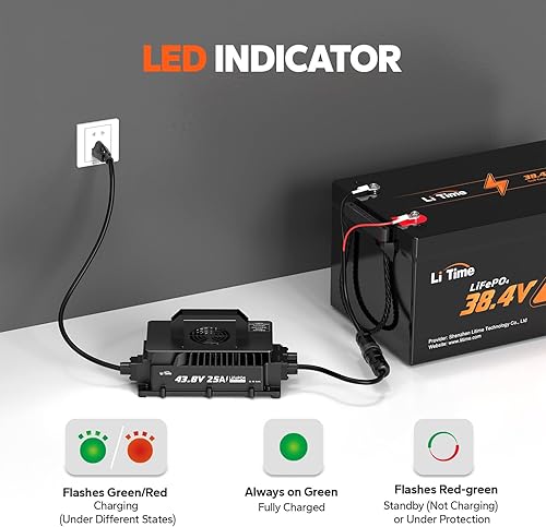 Miniatura 8 de LiTime Batería LiFePO4 de protección a baja temperatura con Bluetooth OBM de 36 V 100 Ah con cargador de 43.8 V 25 A, BMS integrado de 100 A,