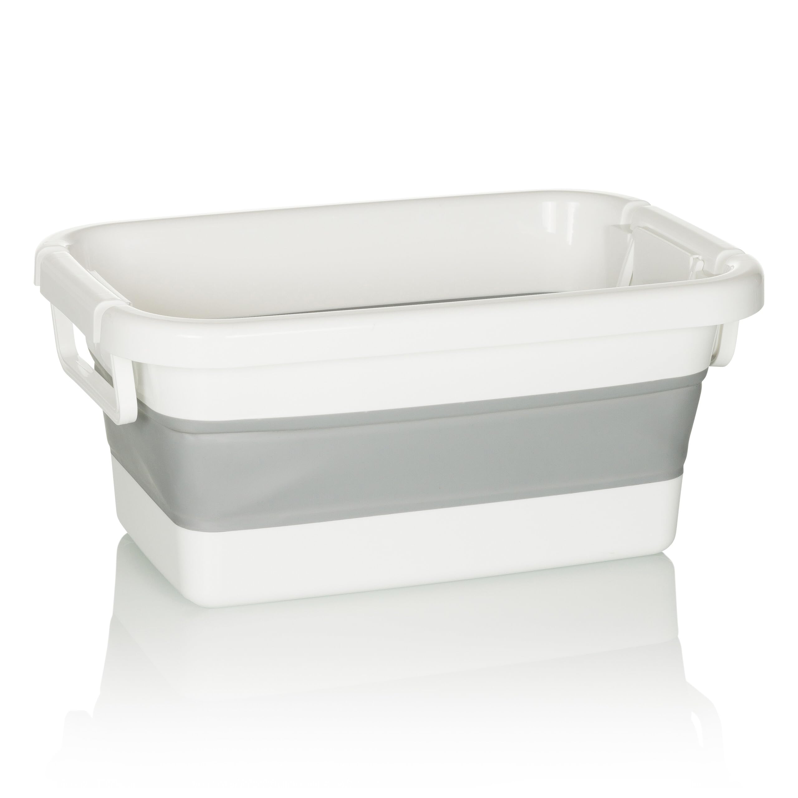 hjh OFFICE Faltbehälter CLEAN SILW Silikon Wanne, Wäschekorb, Korb klappbar, tragbare Aufbewahrungsbox, Grau/Weiß, 924003