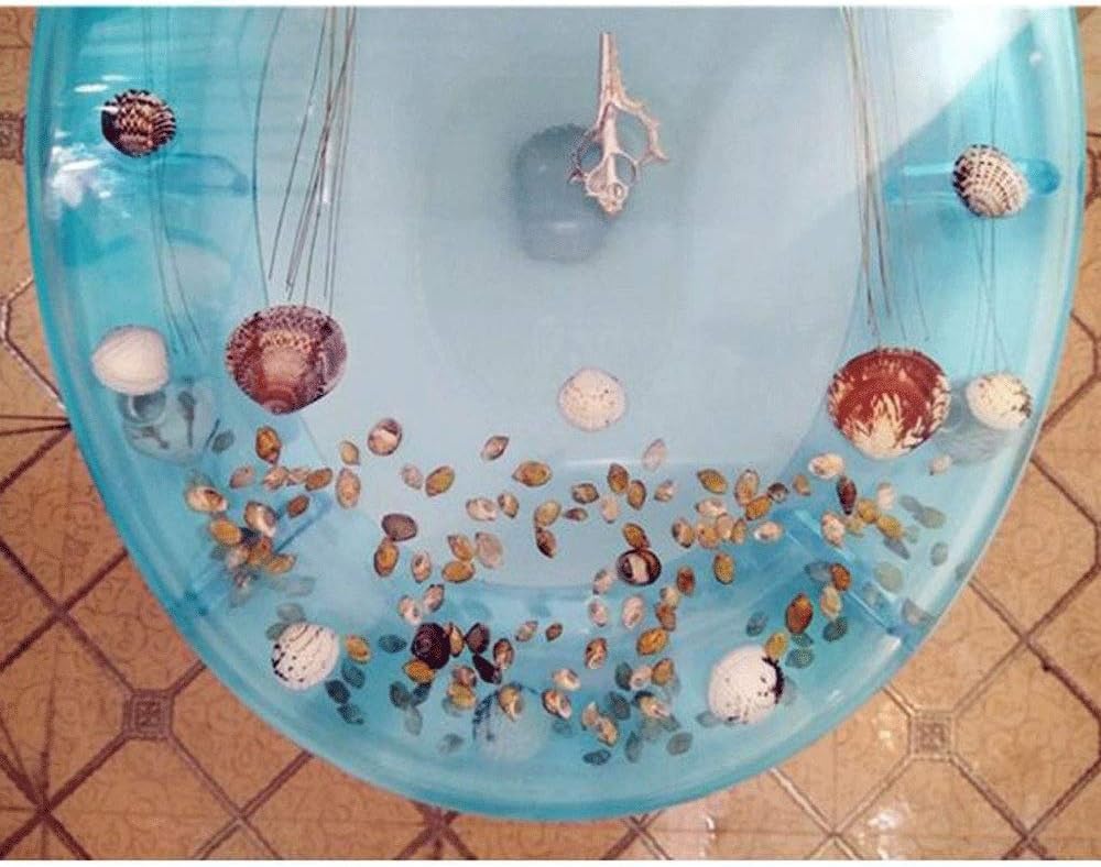 Toilet Seat Marine Fish Lid with Slow Down Urea-Formaldehyde Resin Resistant Top Fixed Shape Compatible Cover
