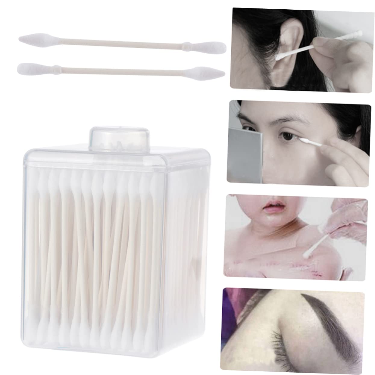 Balacoo Double-head Cotton Swabs 600 Count Makeup Beauty Cleaning Soft Paper Sticks Multipurpose Beauty Tool