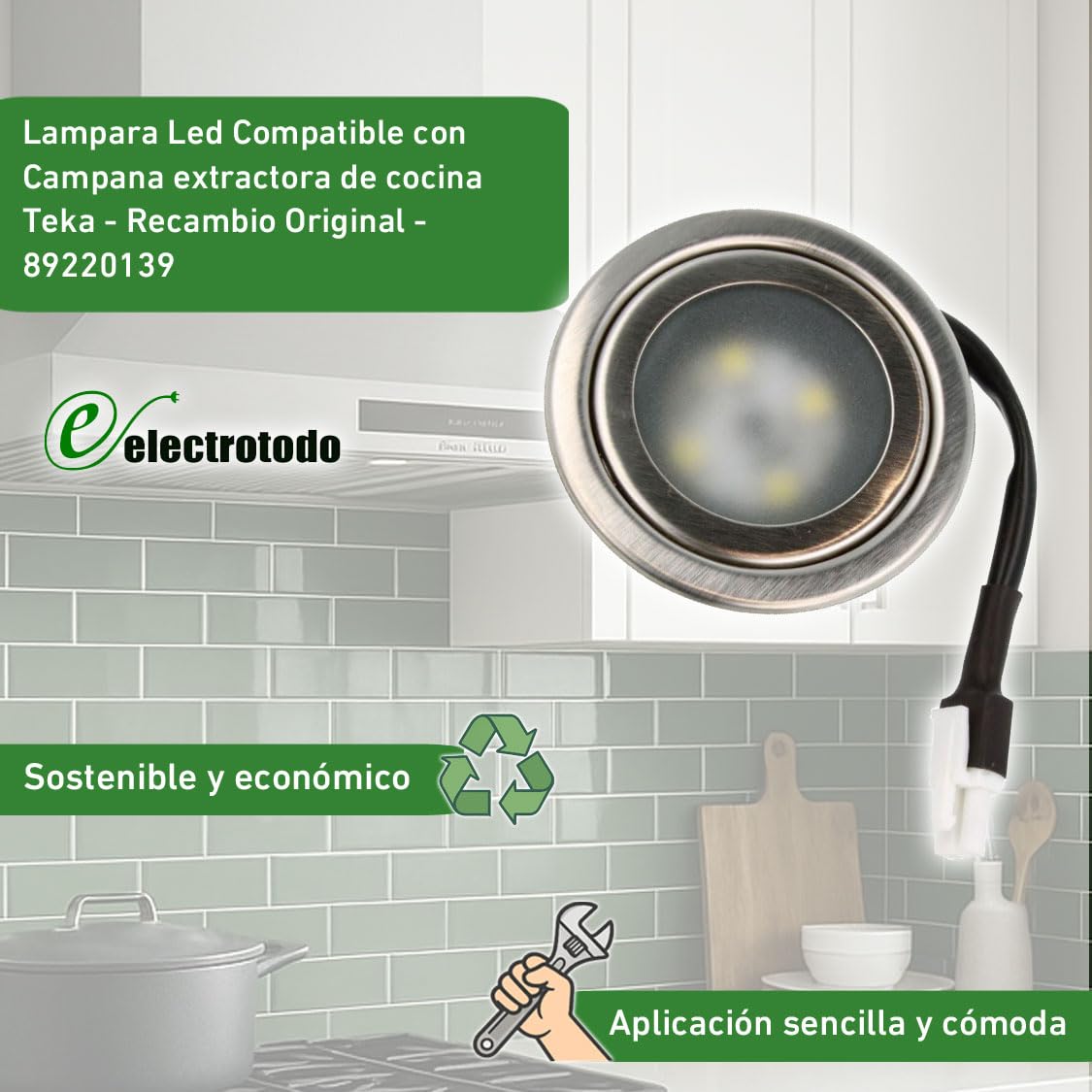 Lampara Led Compatible con Campana extractora de cocina Teka - Recambio Original - 89220139