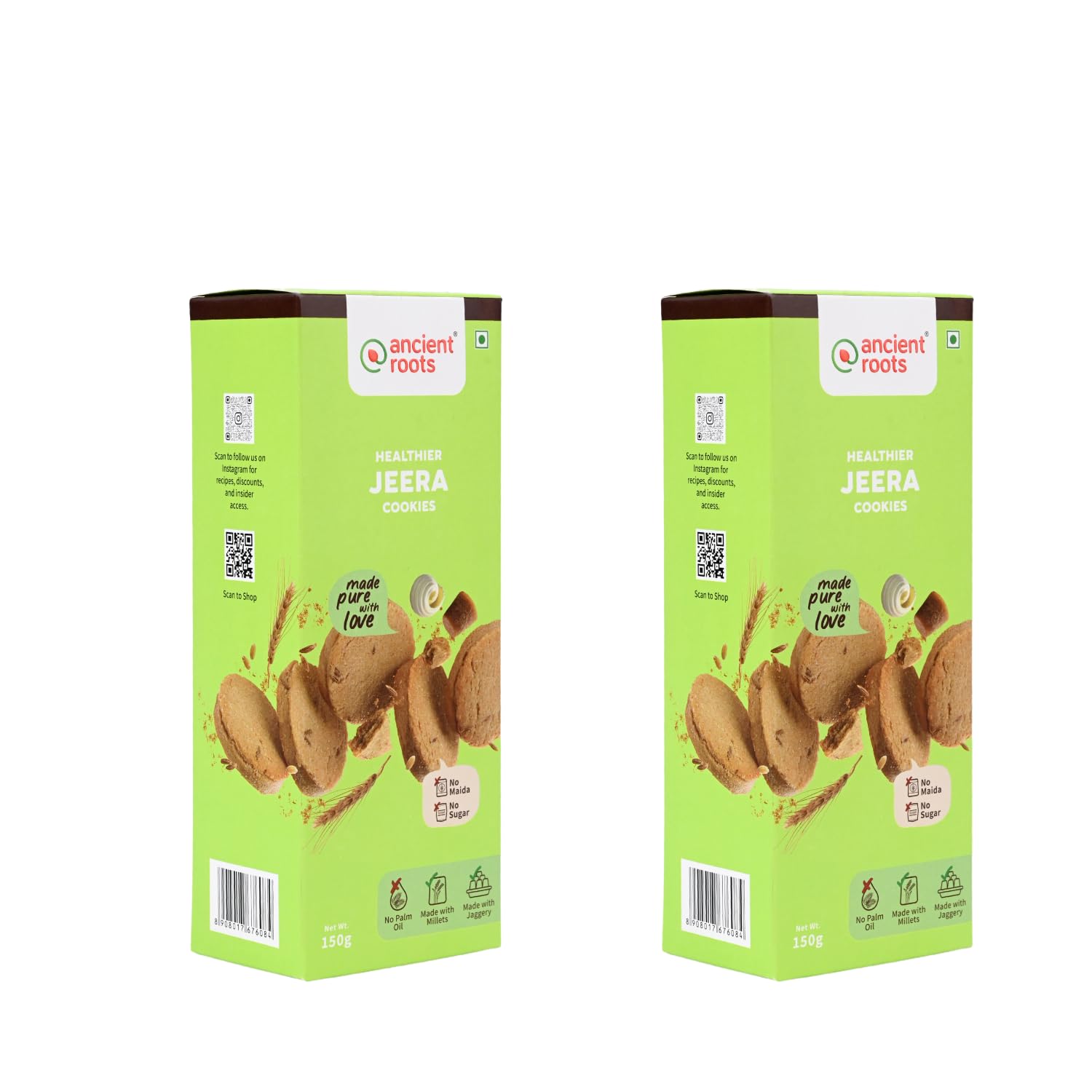 Ancient Roots Jeera Cookies | Biscuits for Tea, Coffee, Breakfast, Kids – 300 gm (150gm x 2) | Made with Millet Flours, White Butter and Jaggery | No Maida and No Refined Sugar (Pack of 2) (B0BC3PF3G1) Amazon Price History, Amazon Price Tracker