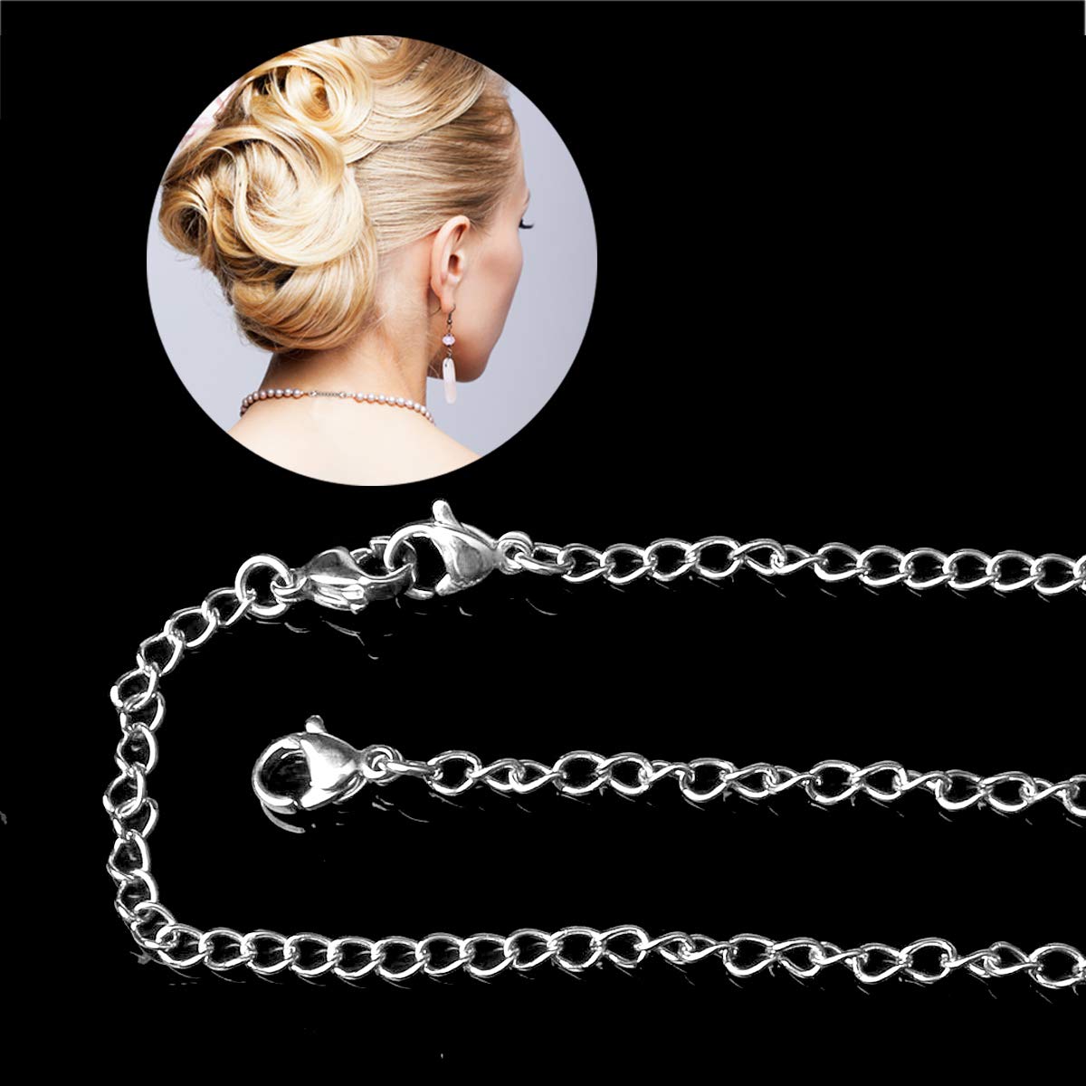 Healifty Set 4 Catene Di Prolunga In Acciaio Inox Con Moschettone - Per Bracciali E Collane Fai Da Te, Lunghezze Variabili Da 5 A 15 Cm