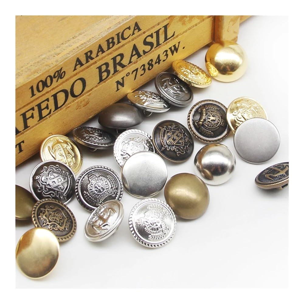 Lot De 10 Boutons à Coudre Ronds En Métal 20 Mm EMDOMO - Style Rétro Vintage Élégant - Vert Clair Pour Manteaux, Vestes Et Travaux Manuels