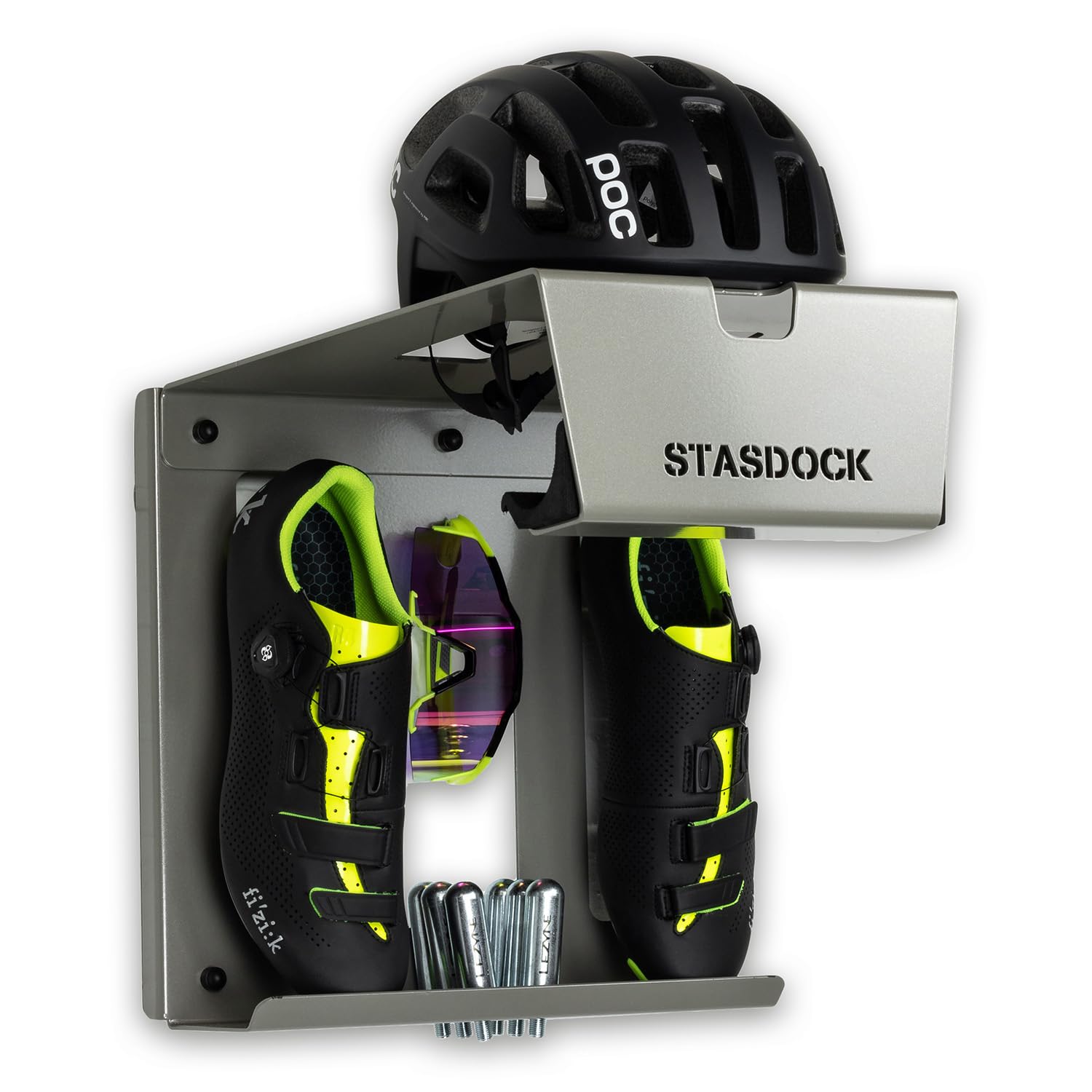 Stasdock Supporto Bici da Muro con Mensola e Accessori - Portabici da Parete per Garage