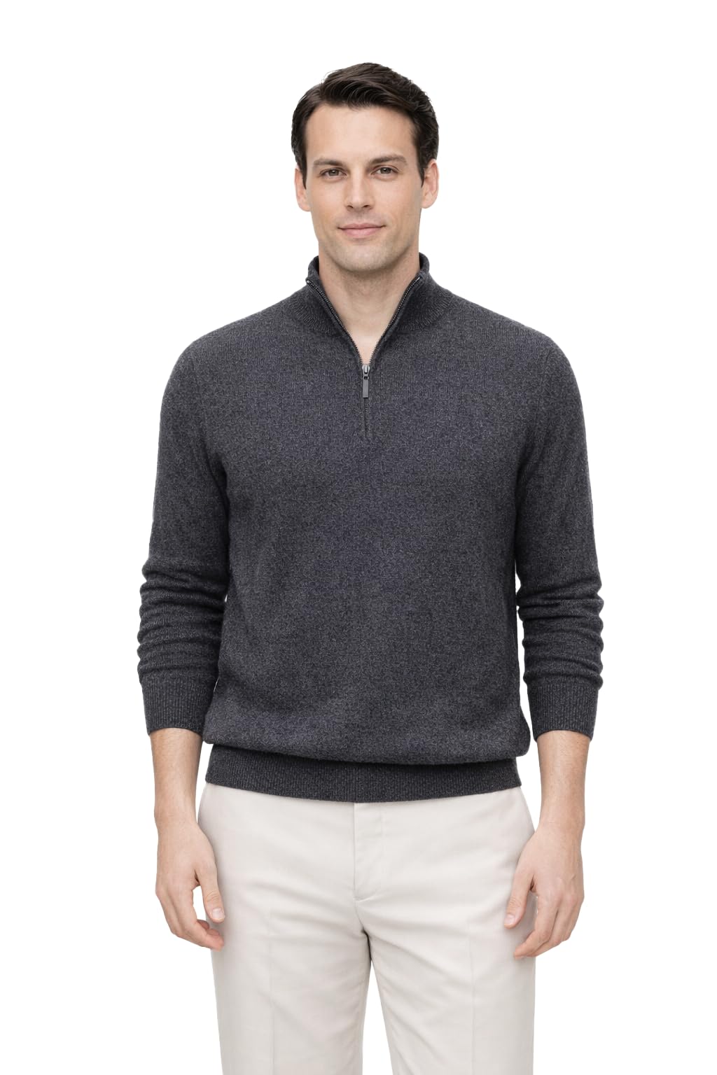 State Cashmere Men's Half Zip Mock Neck