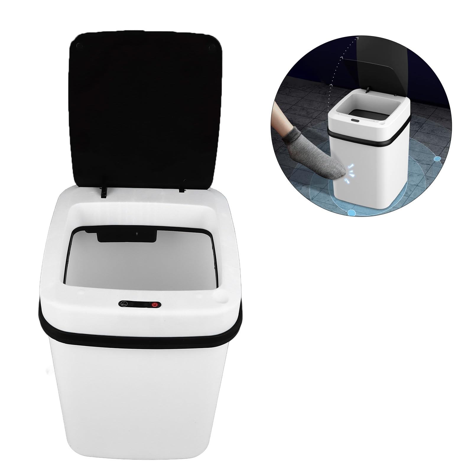 Jeanoko Bote de Basura Automático, Bote de Basura Inteligente, Gran Capacidad, Luz LED, Sensor de Movimiento Automático, Bote de Basura con Botón para Uso Doméstico