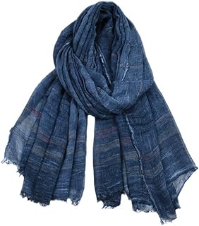 Unisex Striped Soft Scarf Cotton Linen Lightweight Large...